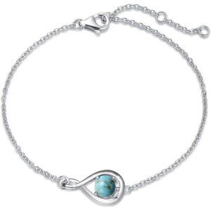 sterling silver infinity bracelet turquoise birthstone adjustable jewelry womens